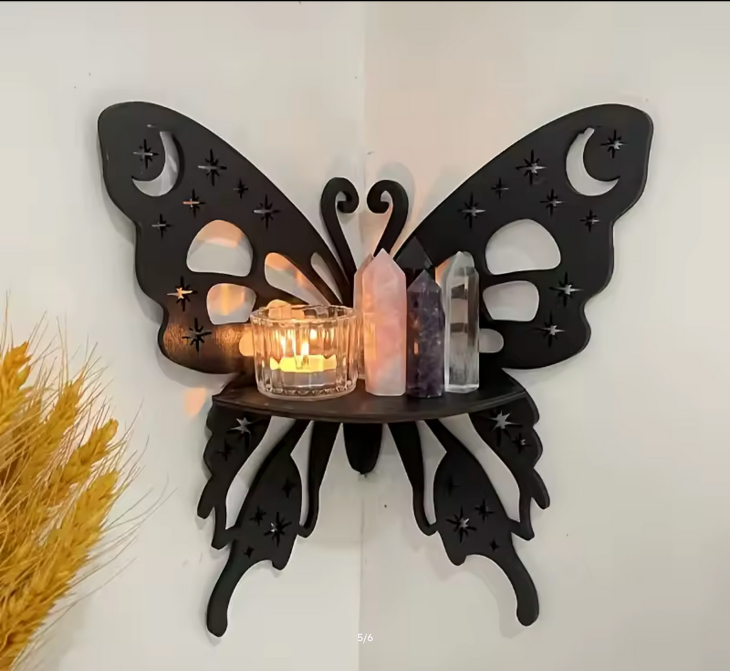 Butterfly Wall Decoration Hanging Wooden Skeleton Candle Holder Shelf Decorative Shelf Home Decorations