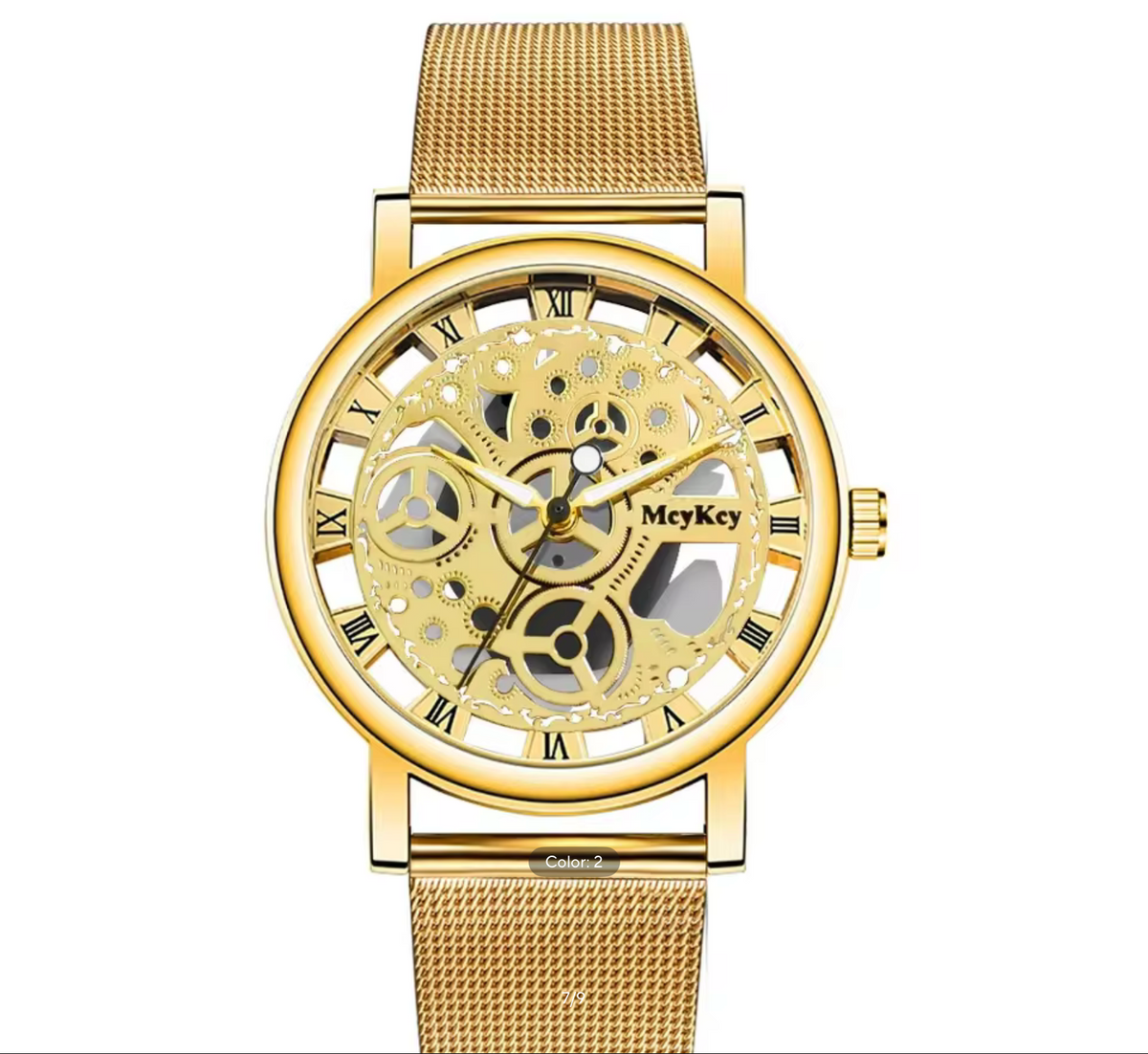 Fashion Top Women Hollow Skeleton Faux Mechanical Watch Ladies Metal Mesh Quartz Wrist Watch