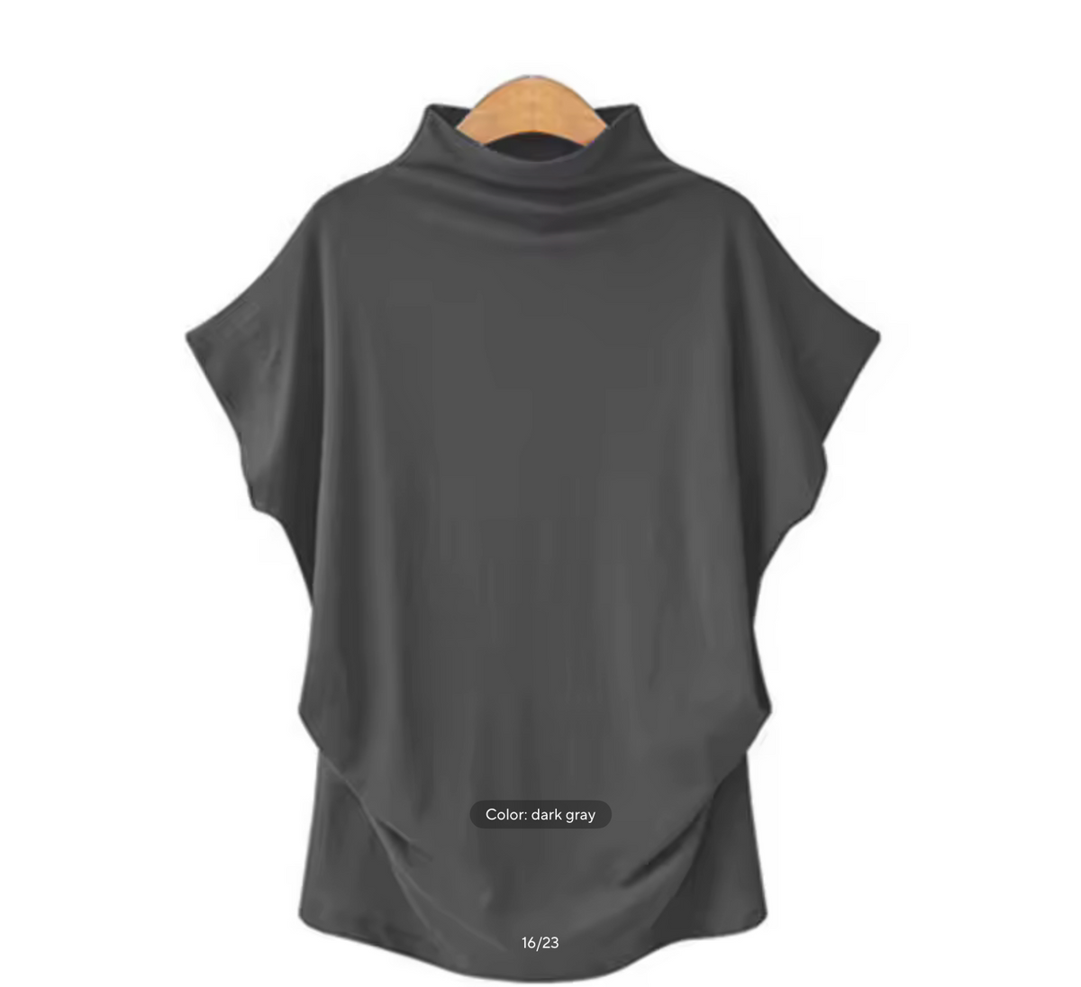 European High Neck Short Sleeve T-Shirt - Women Casual Basic Summer Top