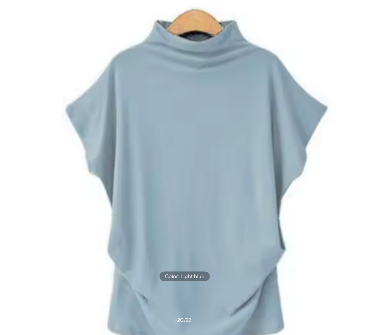 European High Neck Short Sleeve T-Shirt - Women Casual Basic Summer Top