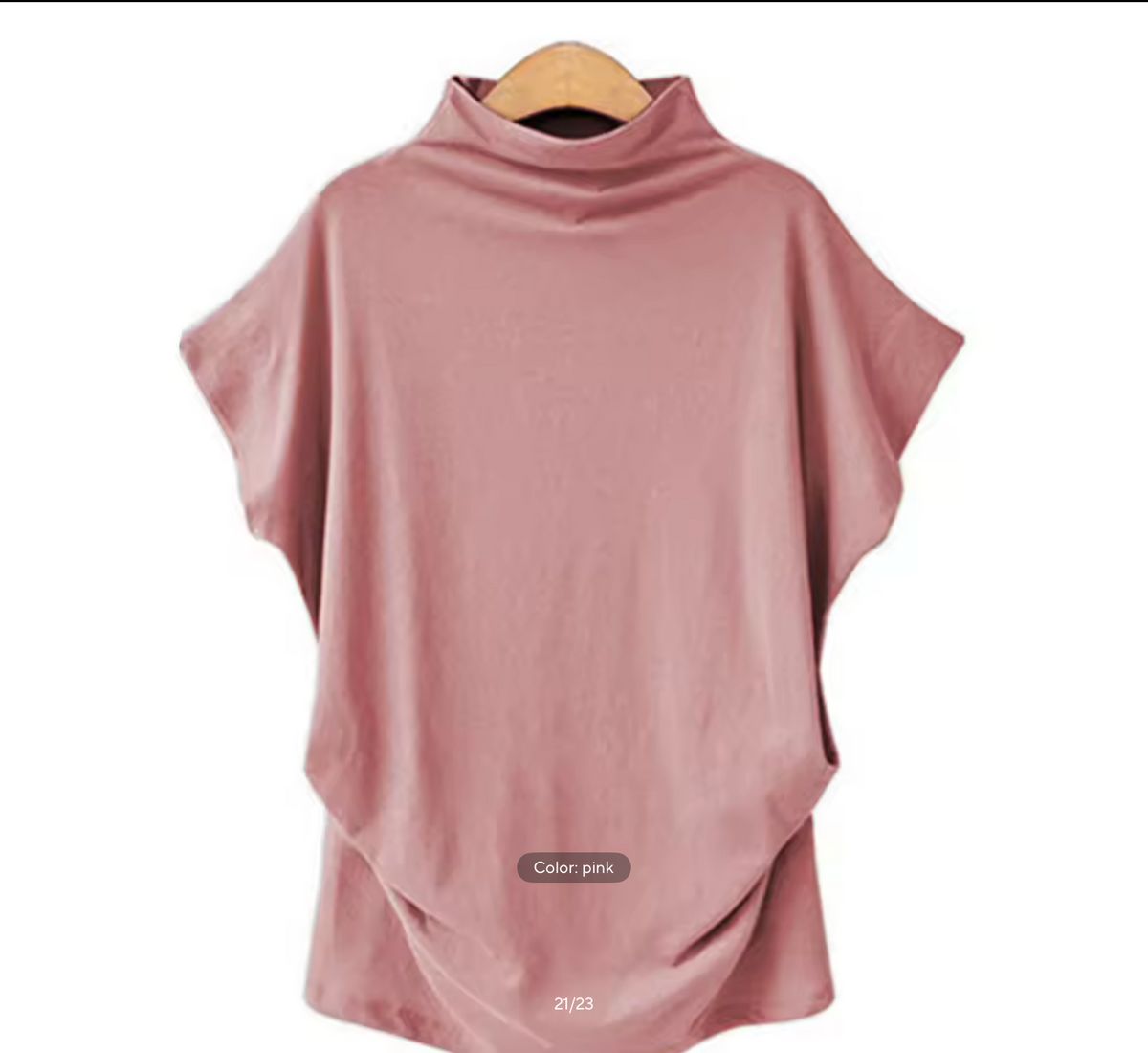 European High Neck Short Sleeve T-Shirt - Women Casual Basic Summer Top