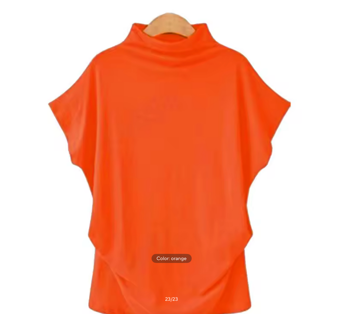 European High Neck Short Sleeve T-Shirt - Women Casual Basic Summer Top