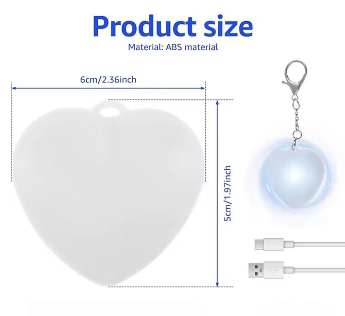Purse Glow Heart Light Portable Touch Handbag Light USB Rechargeable Cute Heart Keychain Light for Handbag Backpack Decoration