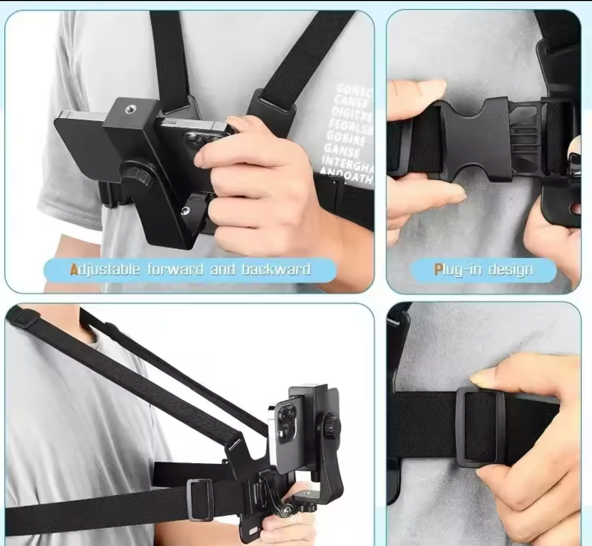1 PC Adjustable Phone Clip Holder With Chest Strap Fixation Bracket for Sport Camera Mobile Phone Camera Black Holder Accessory