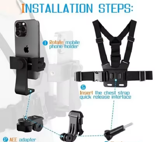1 PC Adjustable Phone Clip Holder With Chest Strap Fixation Bracket for Sport Camera Mobile Phone Camera Black Holder Accessory
