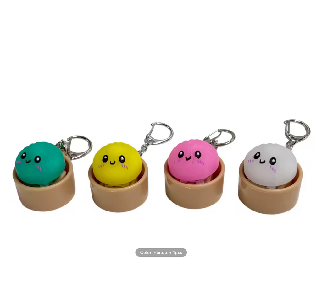 2026 Simulation Dumpling Keyboard Clicker Stress Relief Toy LED Glowing Cute Dumpling Keychain for GiftBags Pendant Party