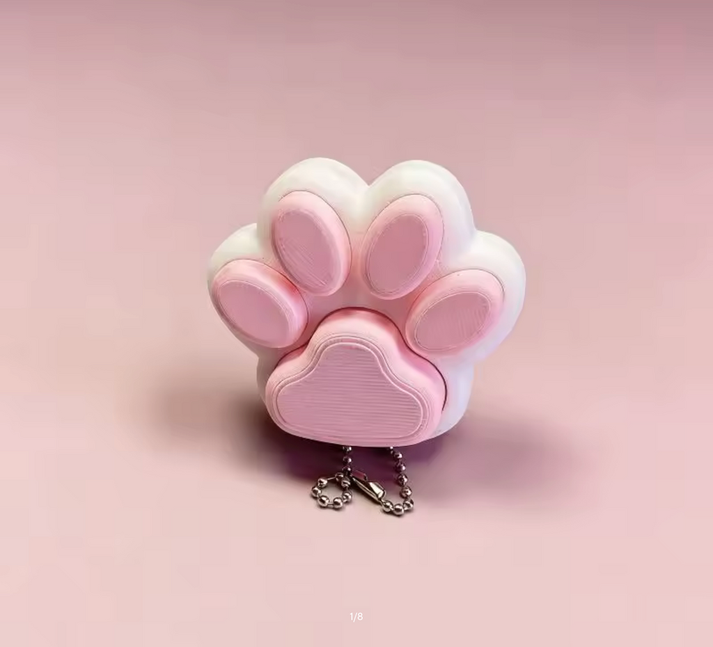 3D Printed Cat Paw Clicker Key Chain Pendant Love Heart Button Key Ring Cartoon Bag Hanging Decor 2026