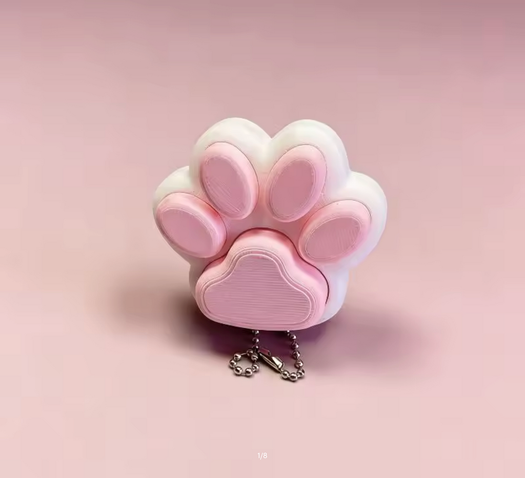 3D Printed Cat Paw Clicker Key Chain Pendant Love Heart Button Key Ring Cartoon Bag Hanging Decor 2026