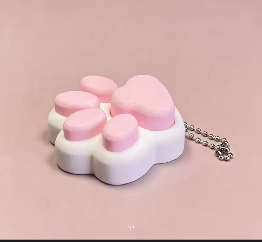 3D Printed Cat Paw Clicker Key Chain Pendant Love Heart Button Key Ring Cartoon Bag Hanging Decor 2026