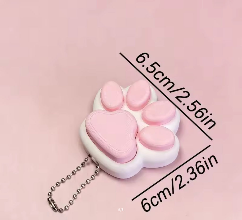 3D Printed Cat Paw Clicker Key Chain Pendant Love Heart Button Key Ring Cartoon Bag Hanging Decor 2026