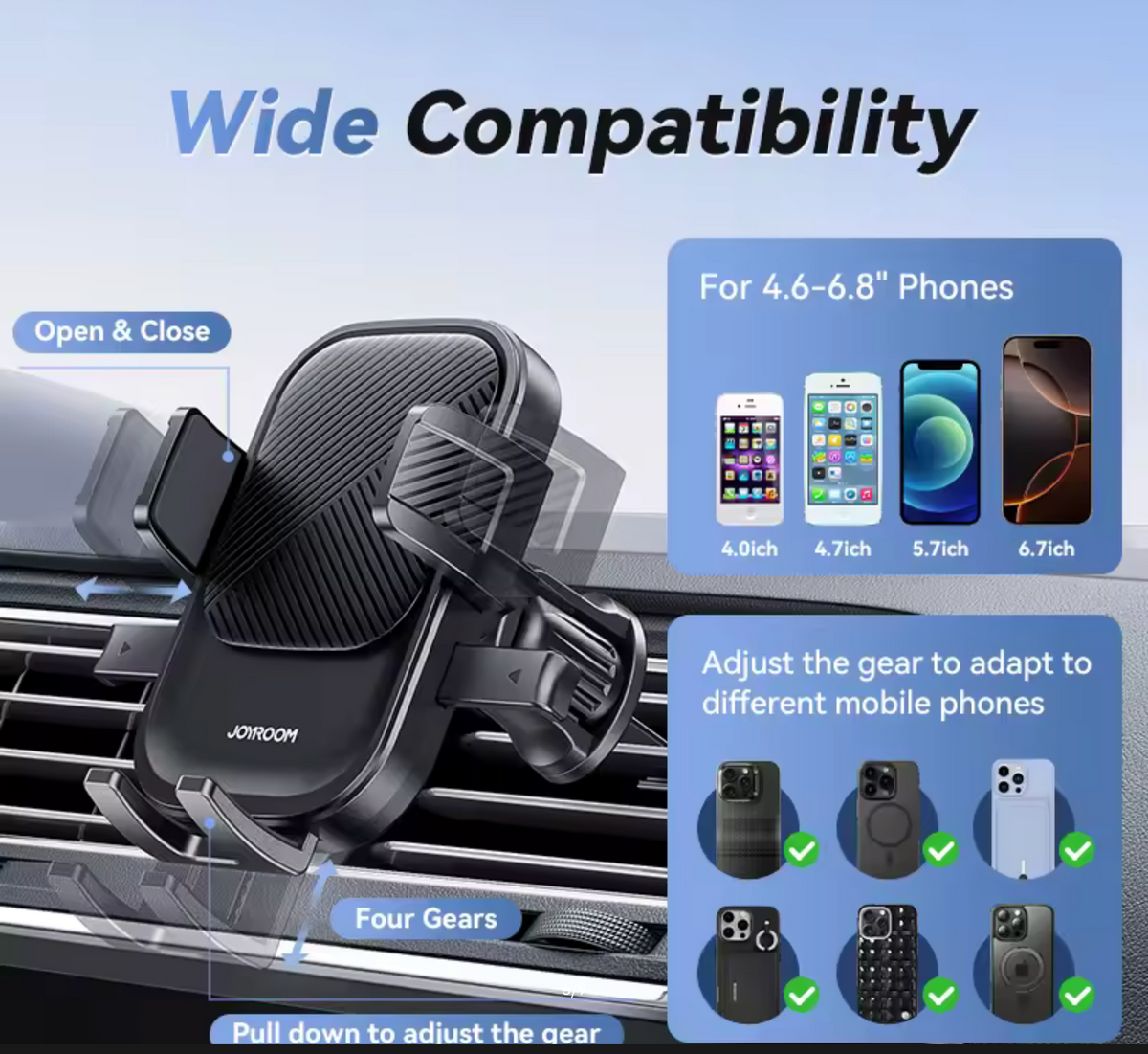 Joyroom Phone Holder Mount for Car Air Vent Hands-Free Universal Cell Phone Mount 360° Rotation for iPhone Samsung Xiaomi Huawei