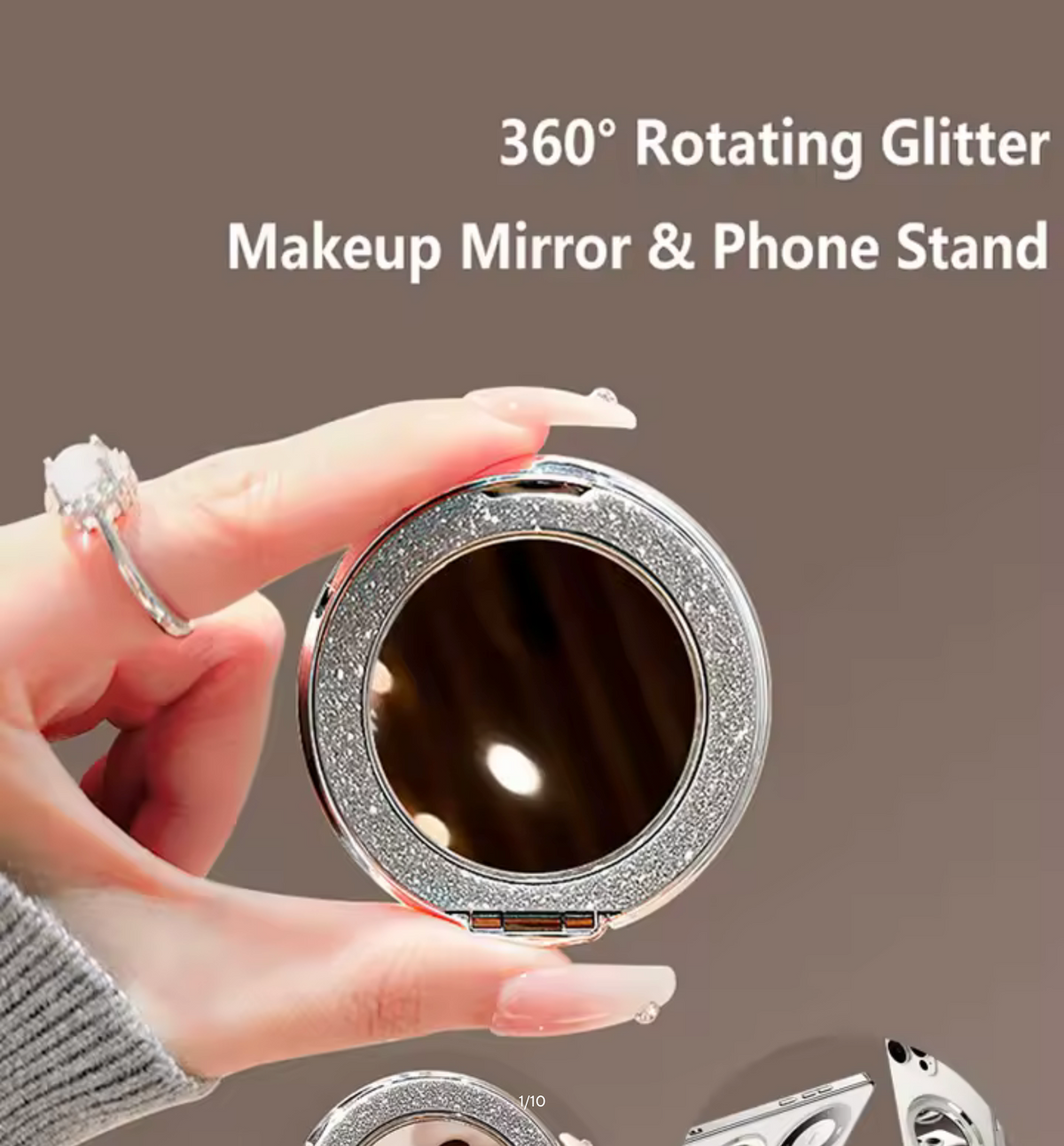 360° Rotating Magnetic Phone Stand With Mirror Invisible Back Sticker Holder Universal Foldable Bracket For Women 2026