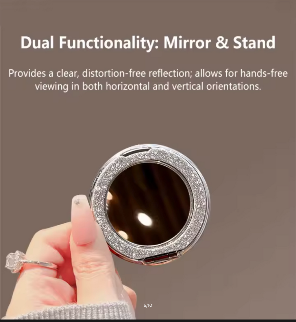 360° Rotating Magnetic Phone Stand With Mirror Invisible Back Sticker Holder Universal Foldable Bracket For Women 2026