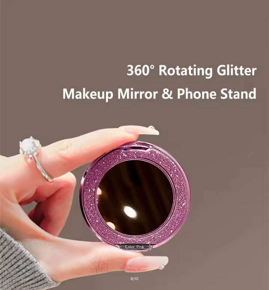 360° Rotating Magnetic Phone Stand With Mirror Invisible Back Sticker Holder Universal Foldable Bracket For Women 2026