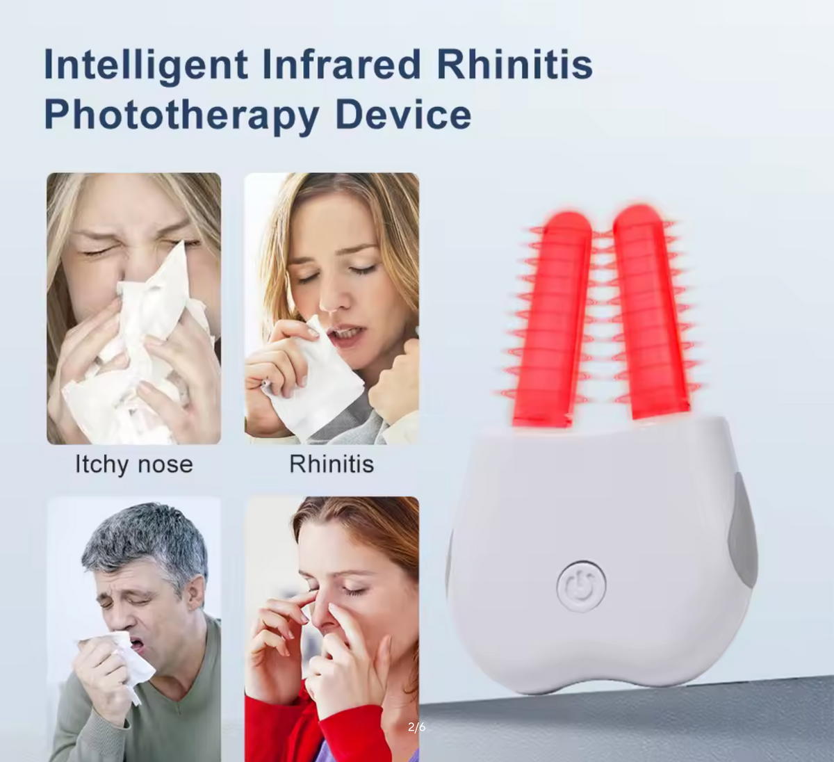 Smart Nasal Red Light Device, Portable Rechargeable Nasal Device for Allergy & Sinus Chronic Rhinitis / Itchy / Runny Nose Care