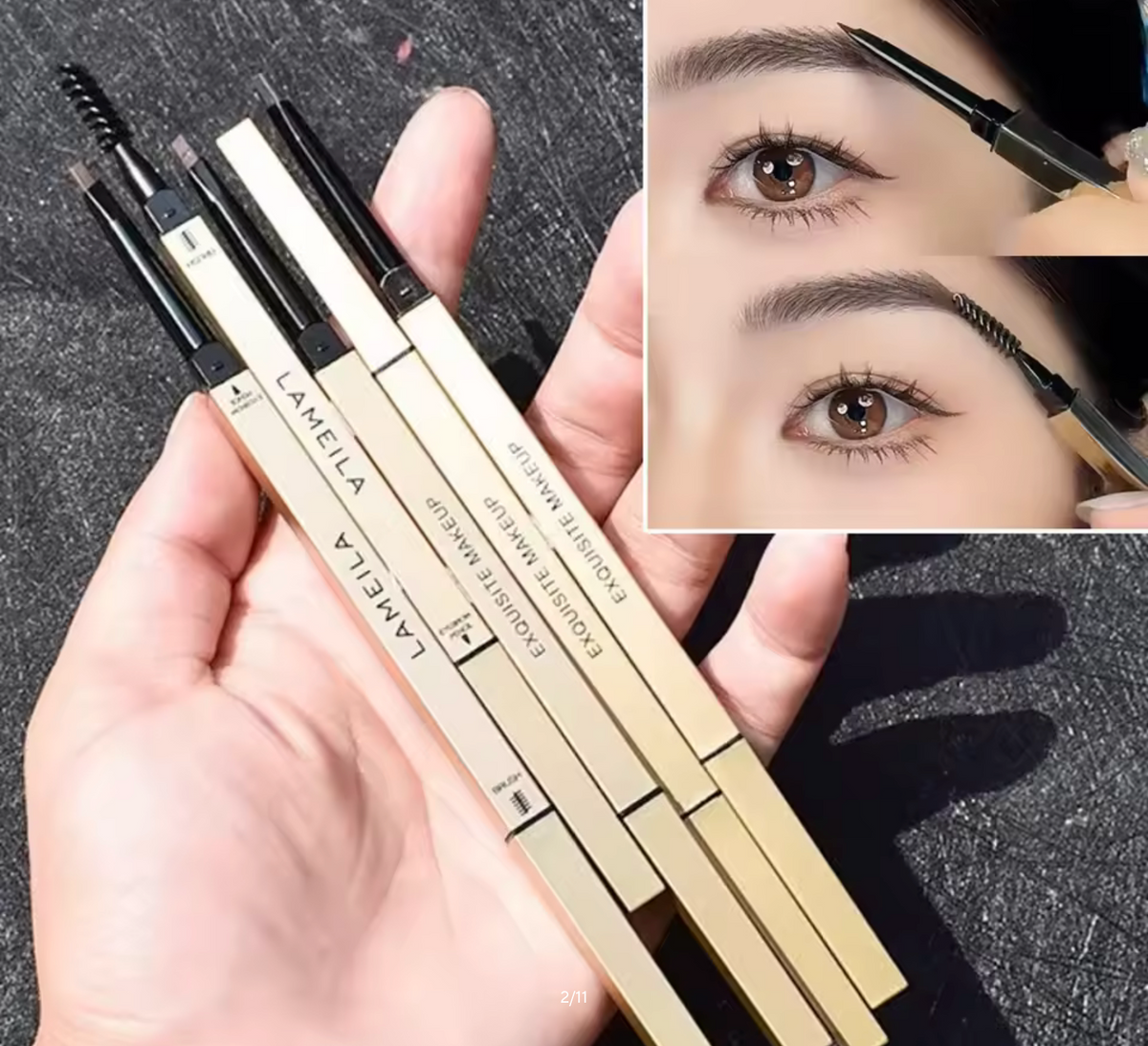Double Head Eyebrow Pencil with Brush – Waterproof & Sweatproof Eyebrow Gel Tattoo Pencil
