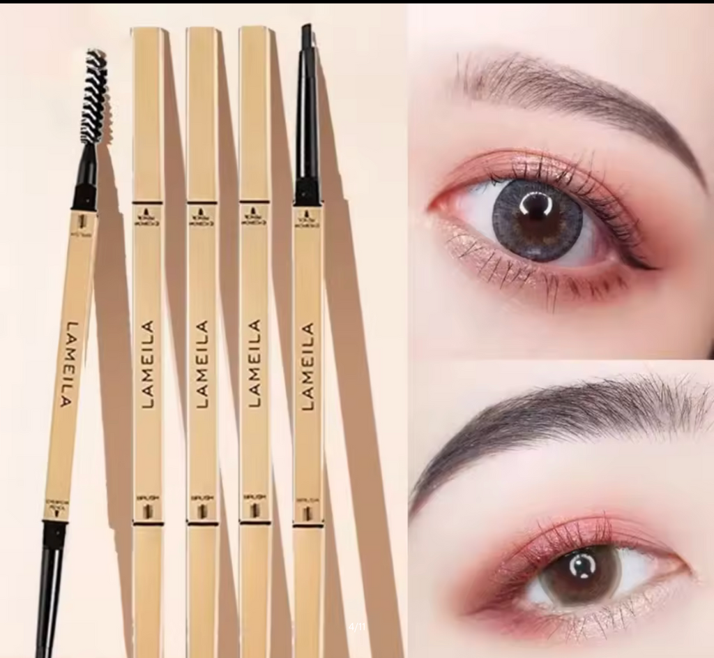 Double Head Eyebrow Pencil with Brush – Waterproof & Sweatproof Eyebrow Gel Tattoo Pencil