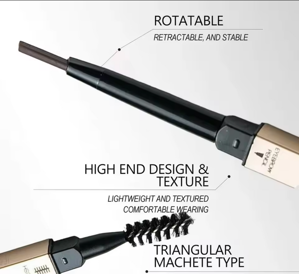 Double Head Eyebrow Pencil with Brush – Waterproof & Sweatproof Eyebrow Gel Tattoo Pencil