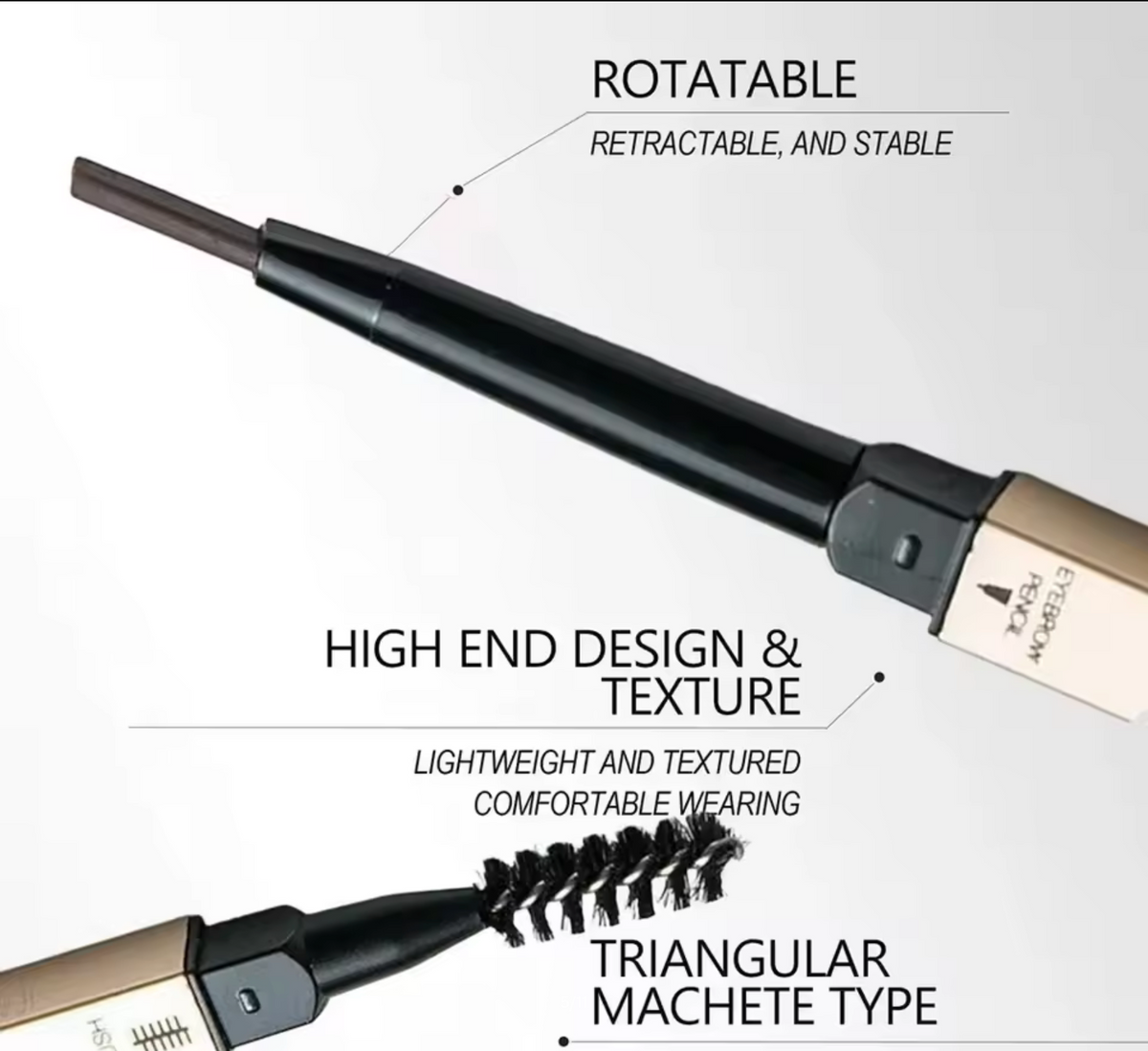 Double Head Eyebrow Pencil with Brush – Waterproof & Sweatproof Eyebrow Gel Tattoo Pencil