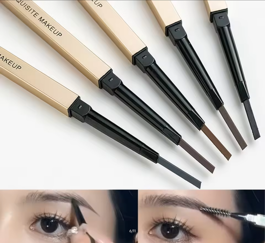 Double Head Eyebrow Pencil with Brush – Waterproof & Sweatproof Eyebrow Gel Tattoo Pencil