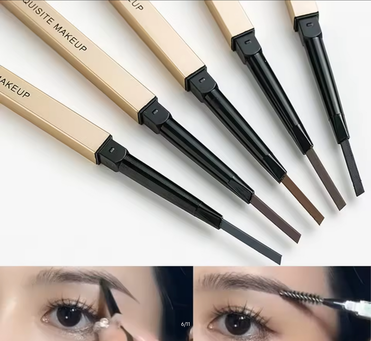 Double Head Eyebrow Pencil with Brush – Waterproof & Sweatproof Eyebrow Gel Tattoo Pencil