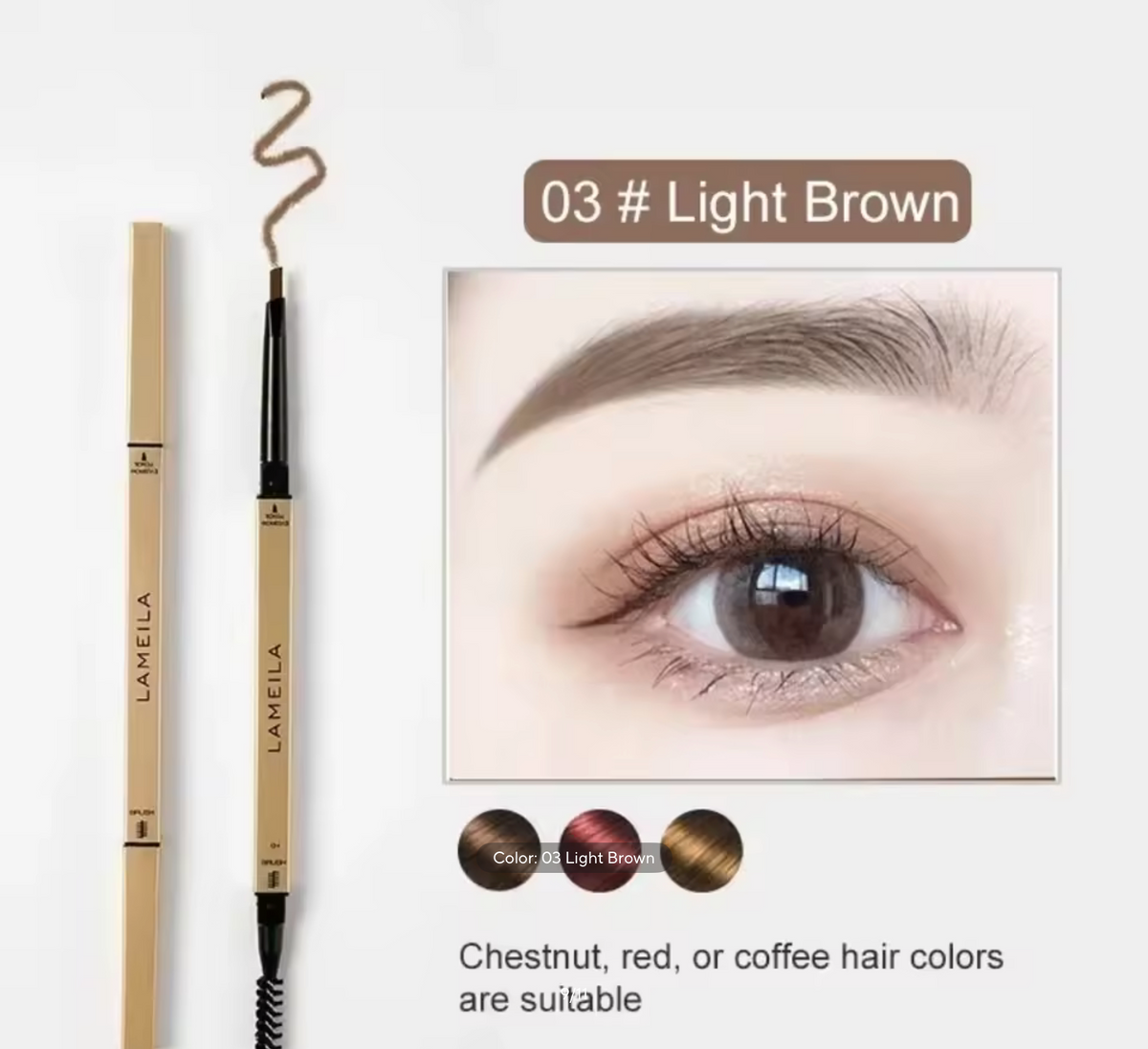 Double Head Eyebrow Pencil with Brush – Waterproof & Sweatproof Eyebrow Gel Tattoo Pencil
