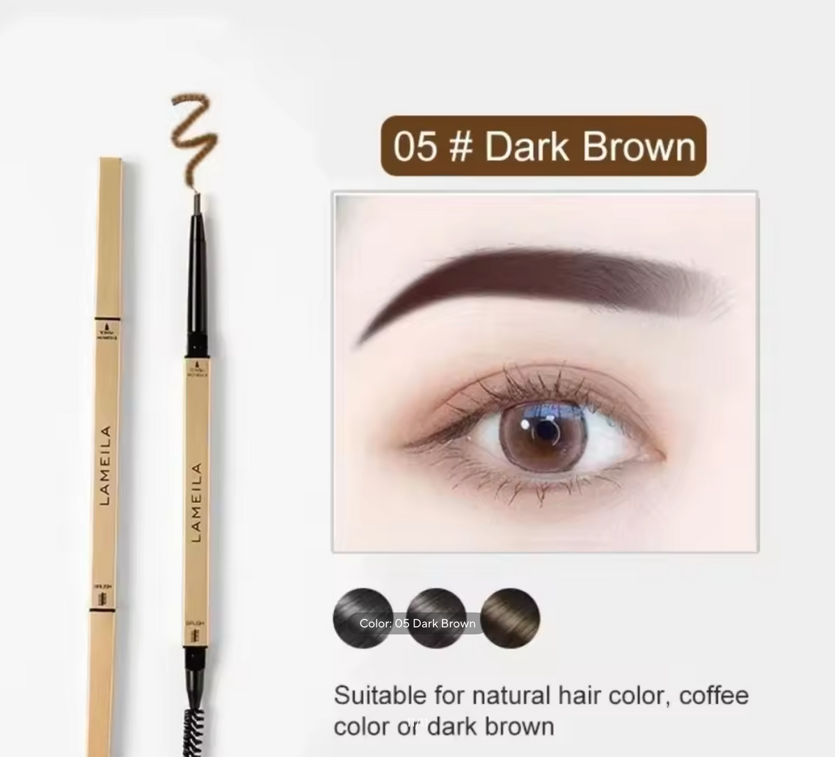 Double Head Eyebrow Pencil with Brush – Waterproof & Sweatproof Eyebrow Gel Tattoo Pencil