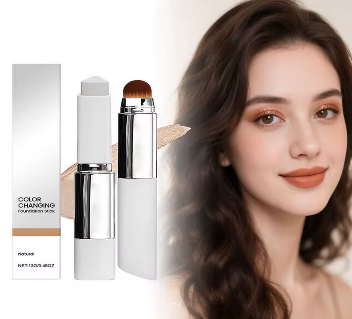 2-in-1 Colour-Changing Foundation Stick – Lightweight Moisturising & Brightening Liquid Foundation for All Skin Types