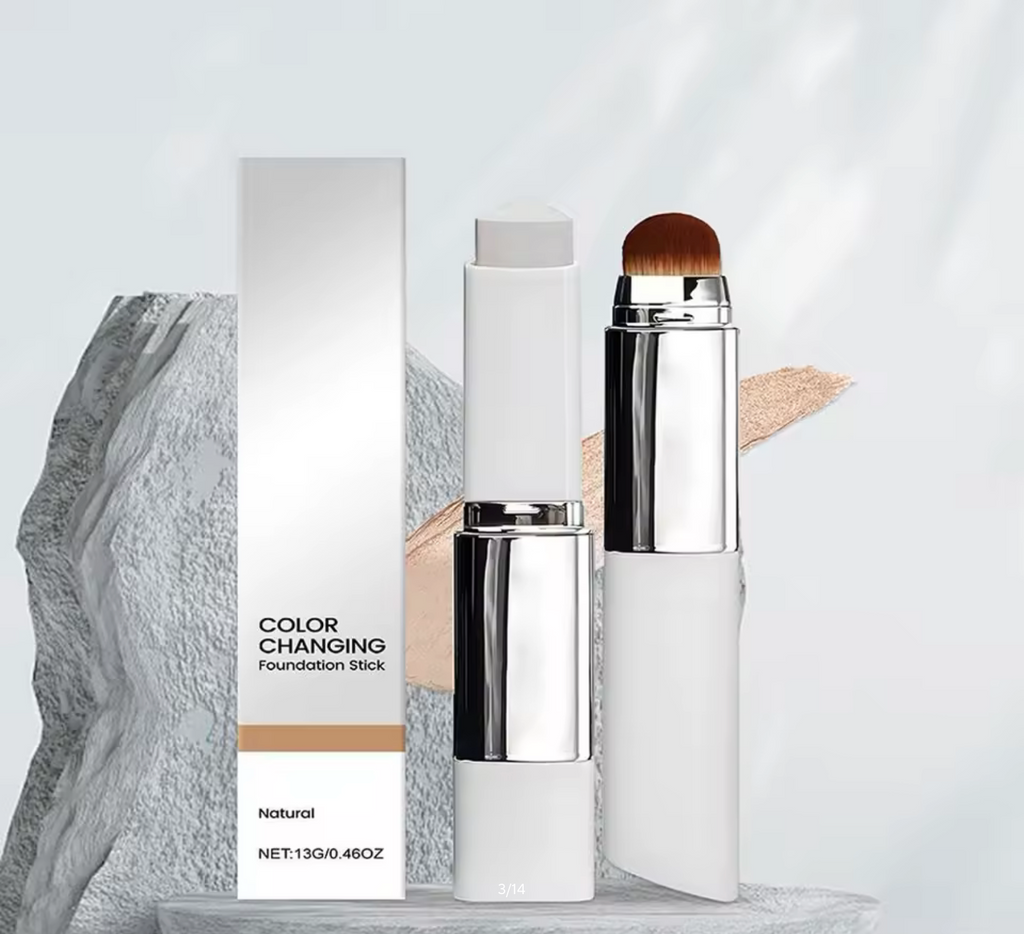2-in-1 Colour-Changing Foundation Stick – Lightweight Moisturising & Brightening Liquid Foundation for All Skin Types