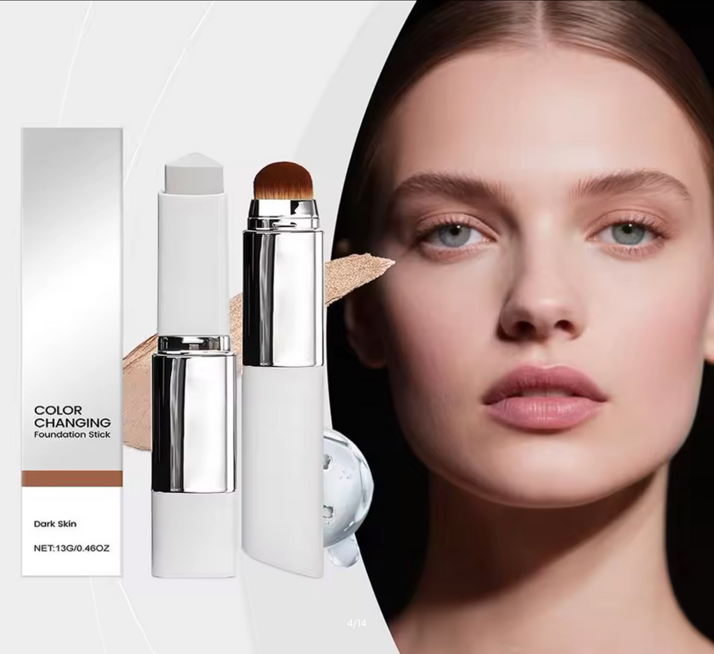 2-in-1 Colour-Changing Foundation Stick – Lightweight Moisturising & Brightening Liquid Foundation for All Skin Types