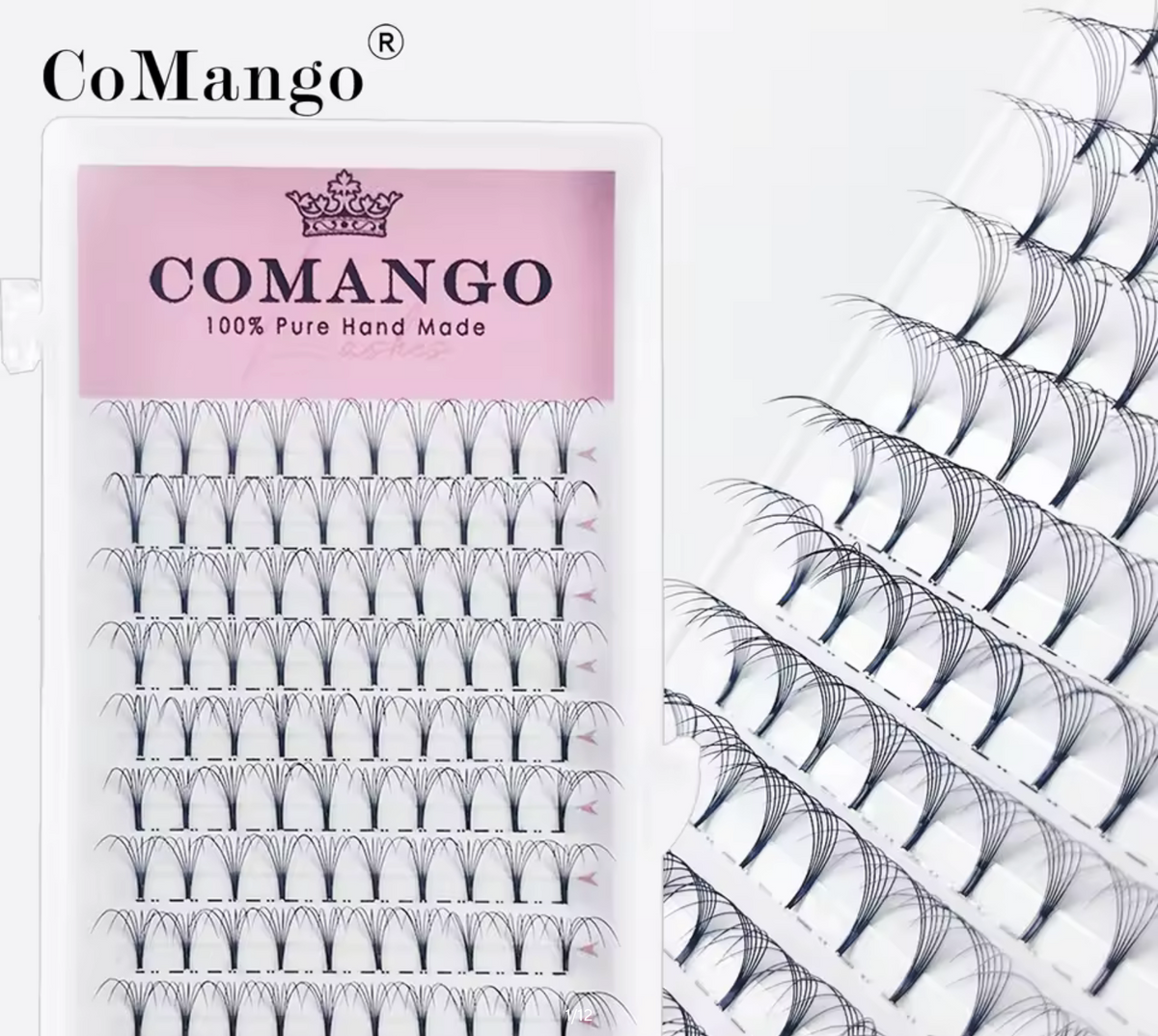 CoMango Premade Volume Fans Short Stem Russian Eyelash Extensions Wide Fans 3D 4D 5D 6D 8D 10D Faux Mink Lashes Wholesale