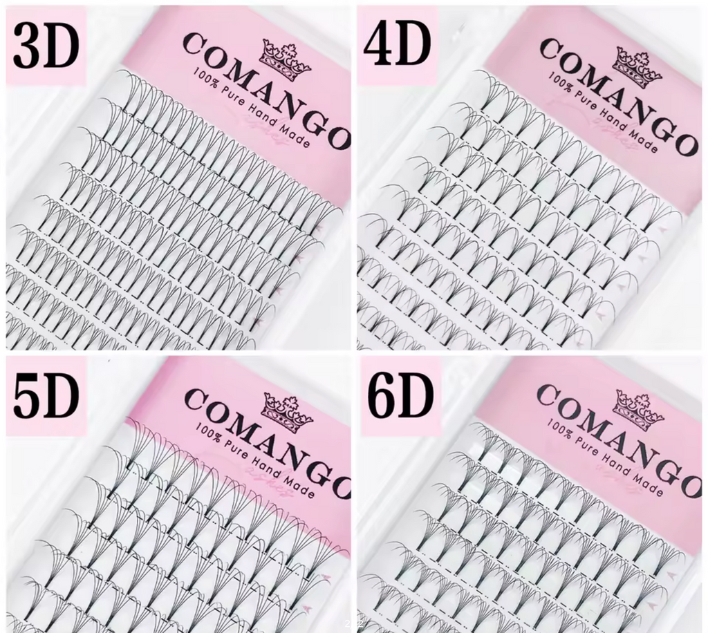CoMango Premade Volume Fans Short Stem Russian Eyelash Extensions Wide Fans 3D 4D 5D 6D 8D 10D Faux Mink Lashes Wholesale