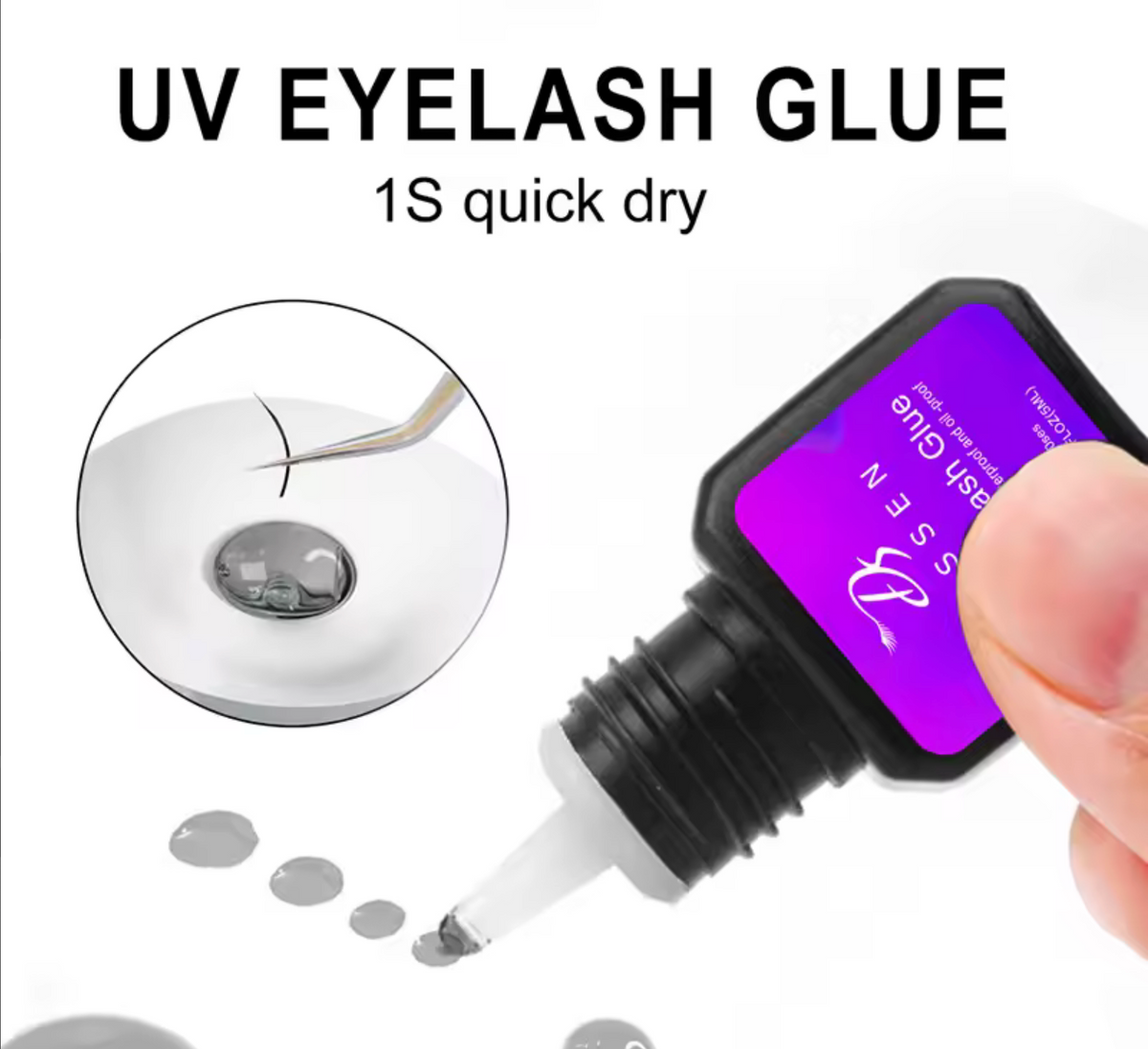 Dassen 5ml UV Eyelash Extension Glue – 1S Fast Drying, Strong Hold, Long Lasting Non-Irritating Adhesive for Mink Lash Professional