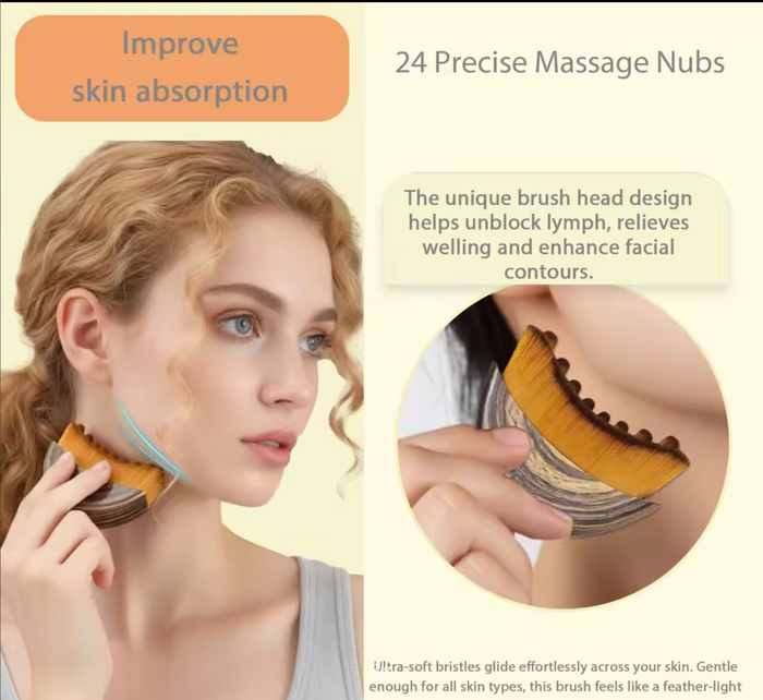 1 PCS Lymphatic Contour Face Brush with Storage Box Lymphatic Drainage Brush for Face Chin & Neck