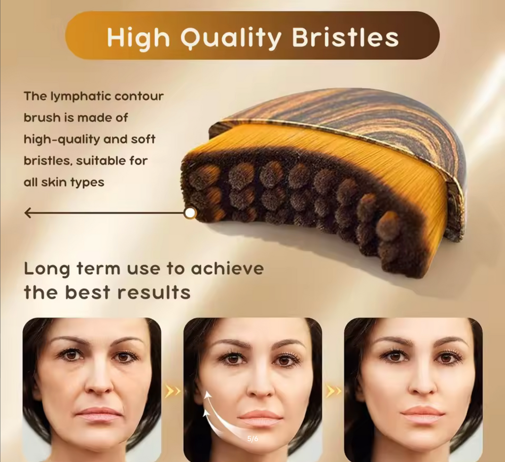 1 PCS Lymphatic Contour Face Brush with Storage Box Lymphatic Drainage Brush for Face Chin & Neck