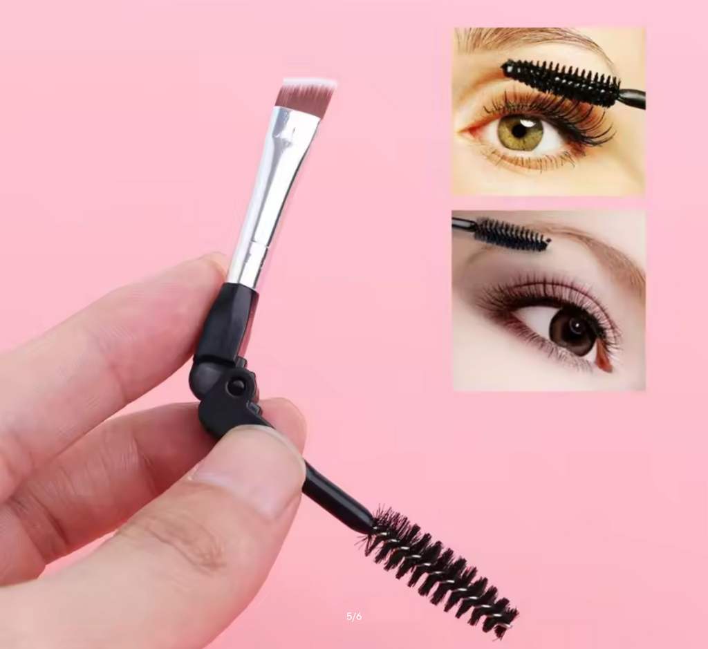 Eyelash Separator Portable Mascara Applicator Duo Angled Eyebrow Brush Foldable Spoolie Lash Brush
