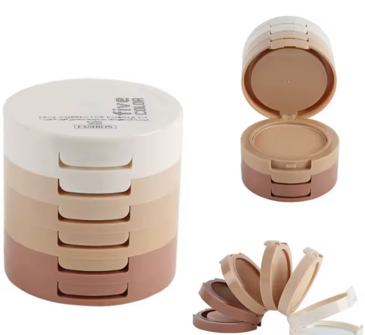 Concealer Contouring Powder, 5 Color 5 Decked Powder Tower, Brightening Skin Tone, Oil Control Makeup Loose Powder Setting Powder