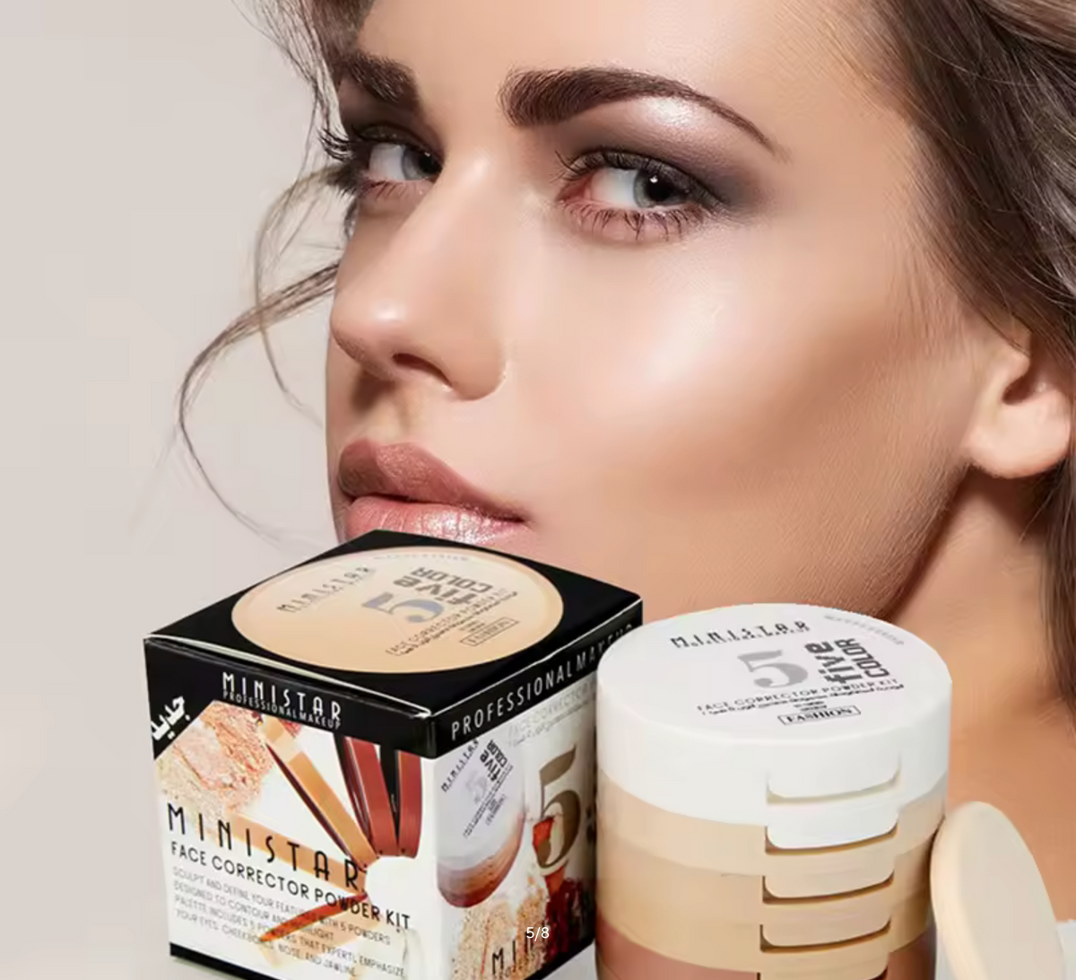 Concealer Contouring Powder, 5 Color 5 Decked Powder Tower, Brightening Skin Tone, Oil Control Makeup Loose Powder Setting Powder