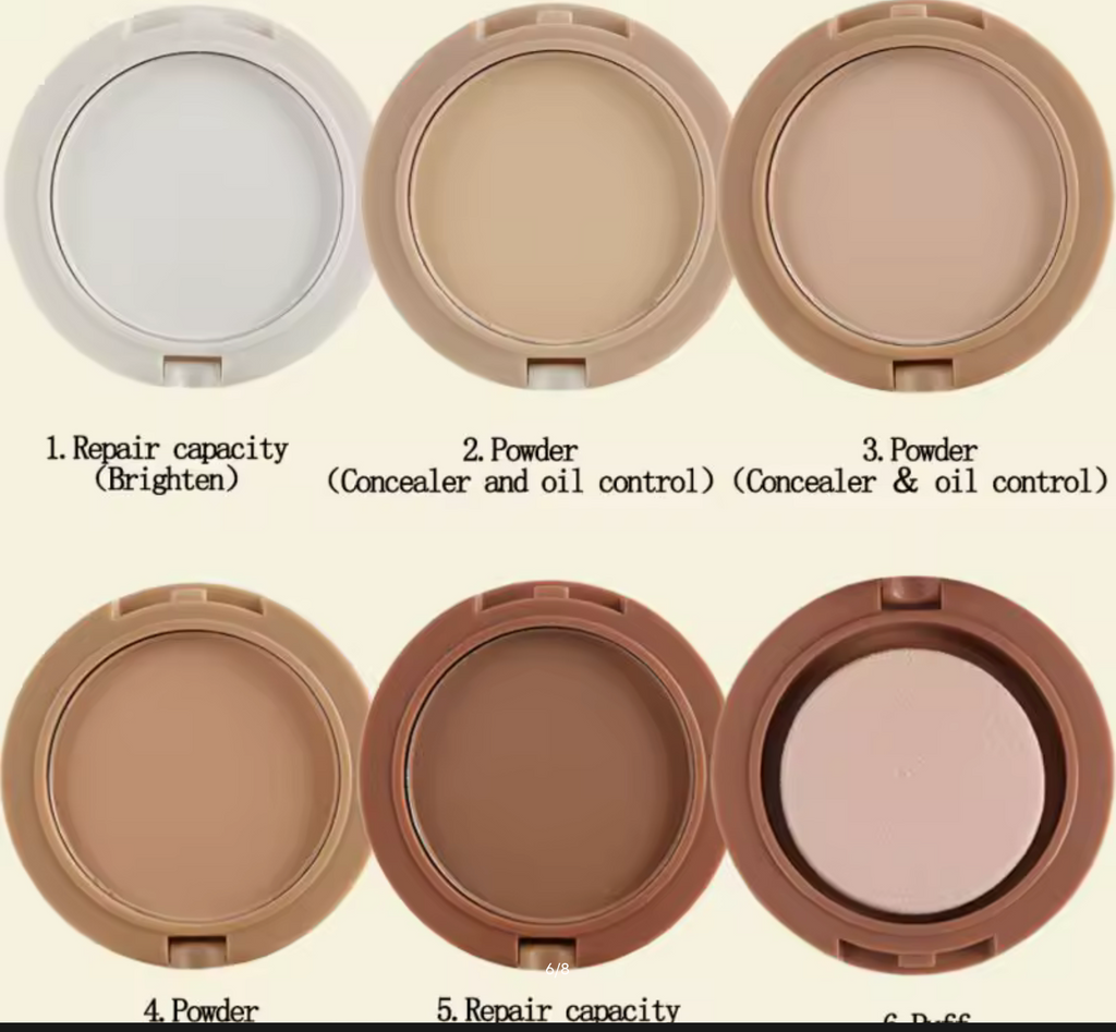 Concealer Contouring Powder, 5 Color 5 Decked Powder Tower, Brightening Skin Tone, Oil Control Makeup Loose Powder Setting Powder