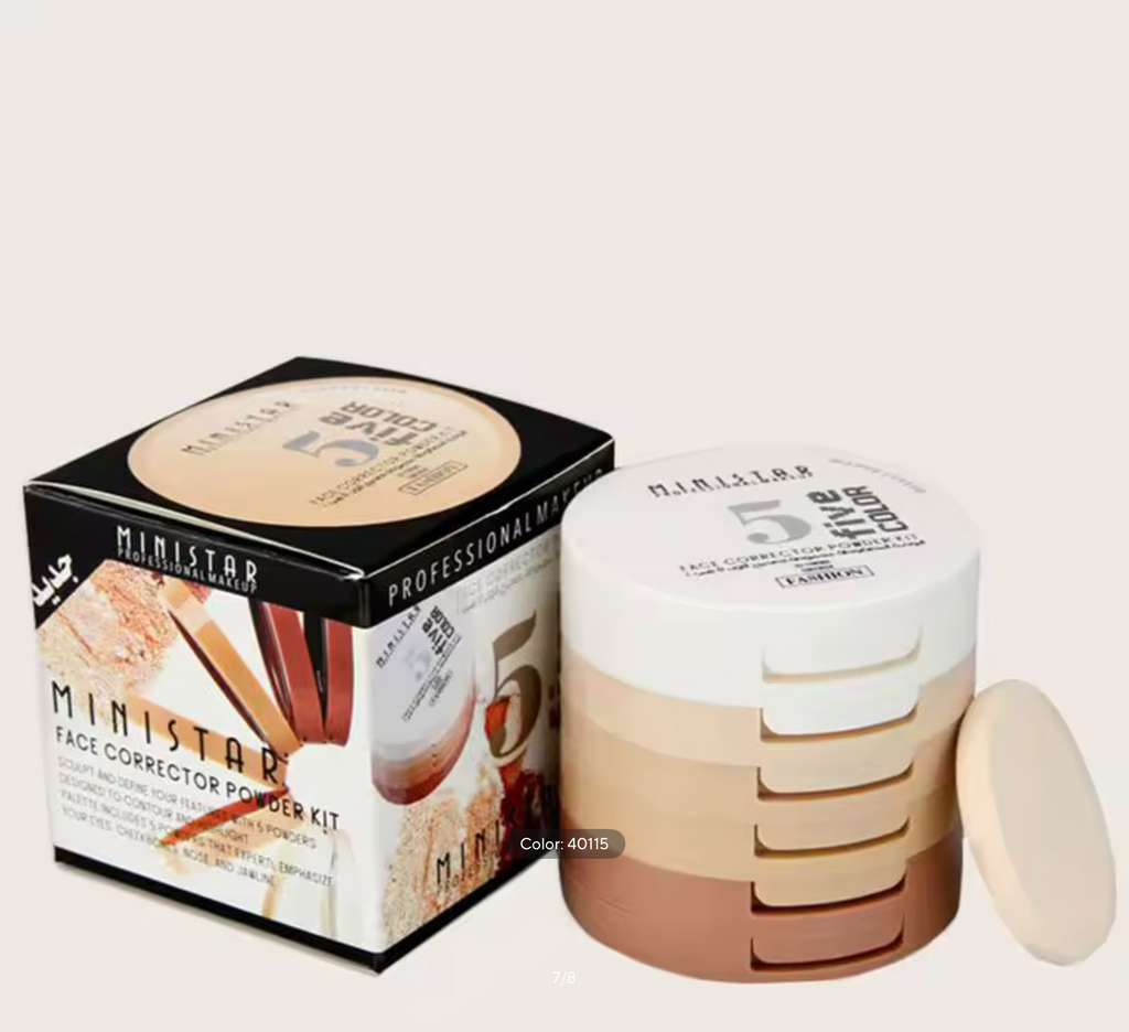 Concealer Contouring Powder, 5 Color 5 Decked Powder Tower, Brightening Skin Tone, Oil Control Makeup Loose Powder Setting Powder