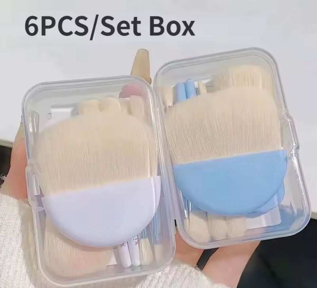 6Pcs Mini Makeup Brushes Set With Box Portable Cosmetic Powder Foundation Blush Blending Concealer Make Up Brushes Makeup Tool