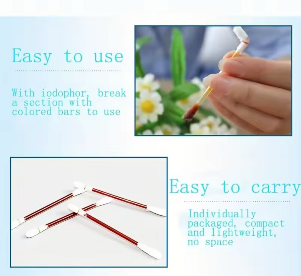Iodine Swabs To Disinfect the Wound - 50 Swabs