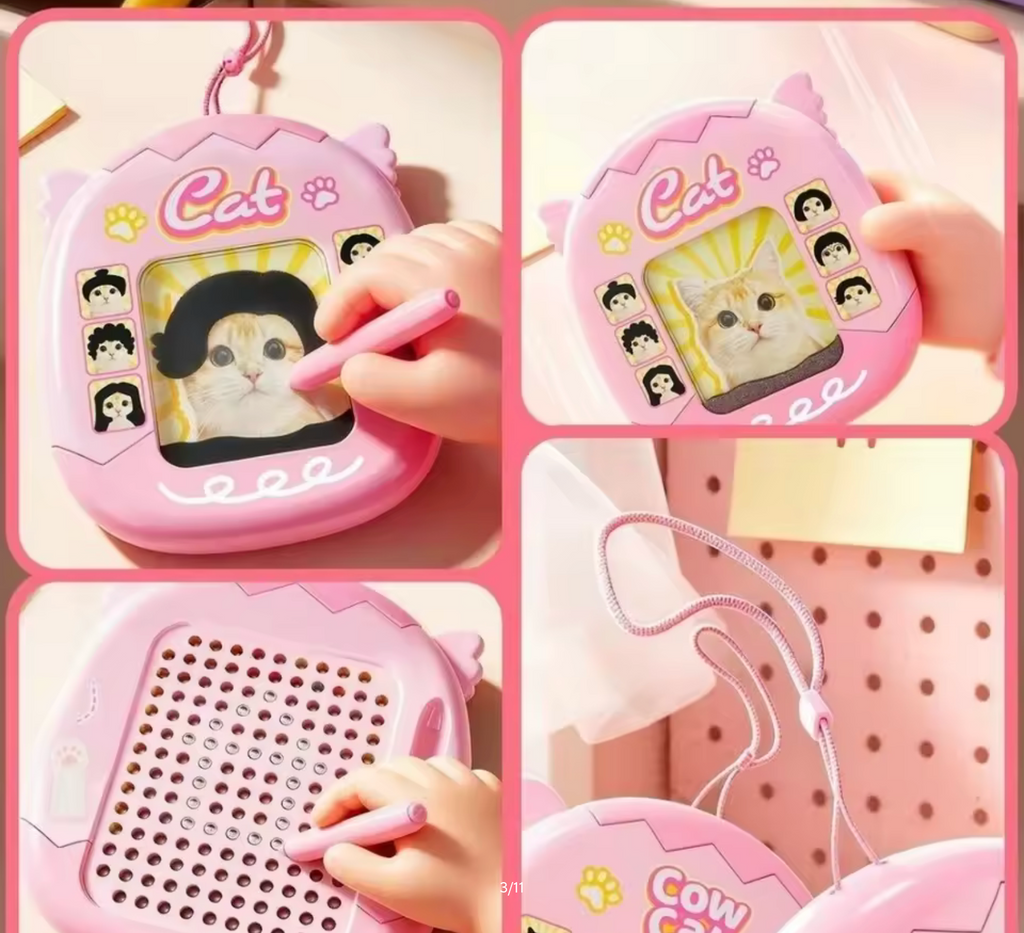 Fidget DIY Hair Style Keychain Funny Mini Magnetic Drawing Painting Board Steel Bead Creative Cat Styling Pendant Car Pendant