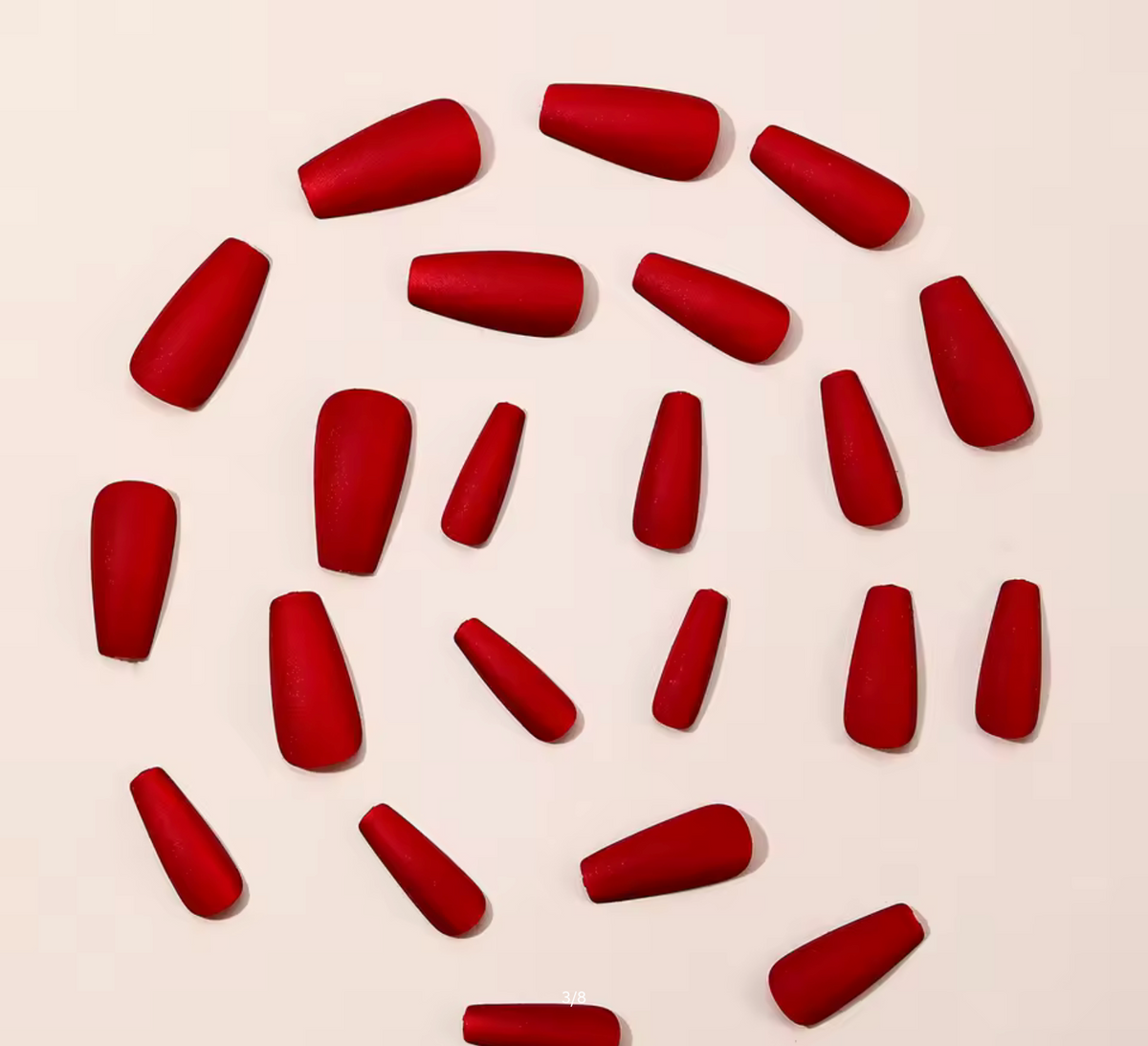 24pcs/set Velvet red fake nails for women girls New year Party Medium almond ballet matte nails tips press on false nail art