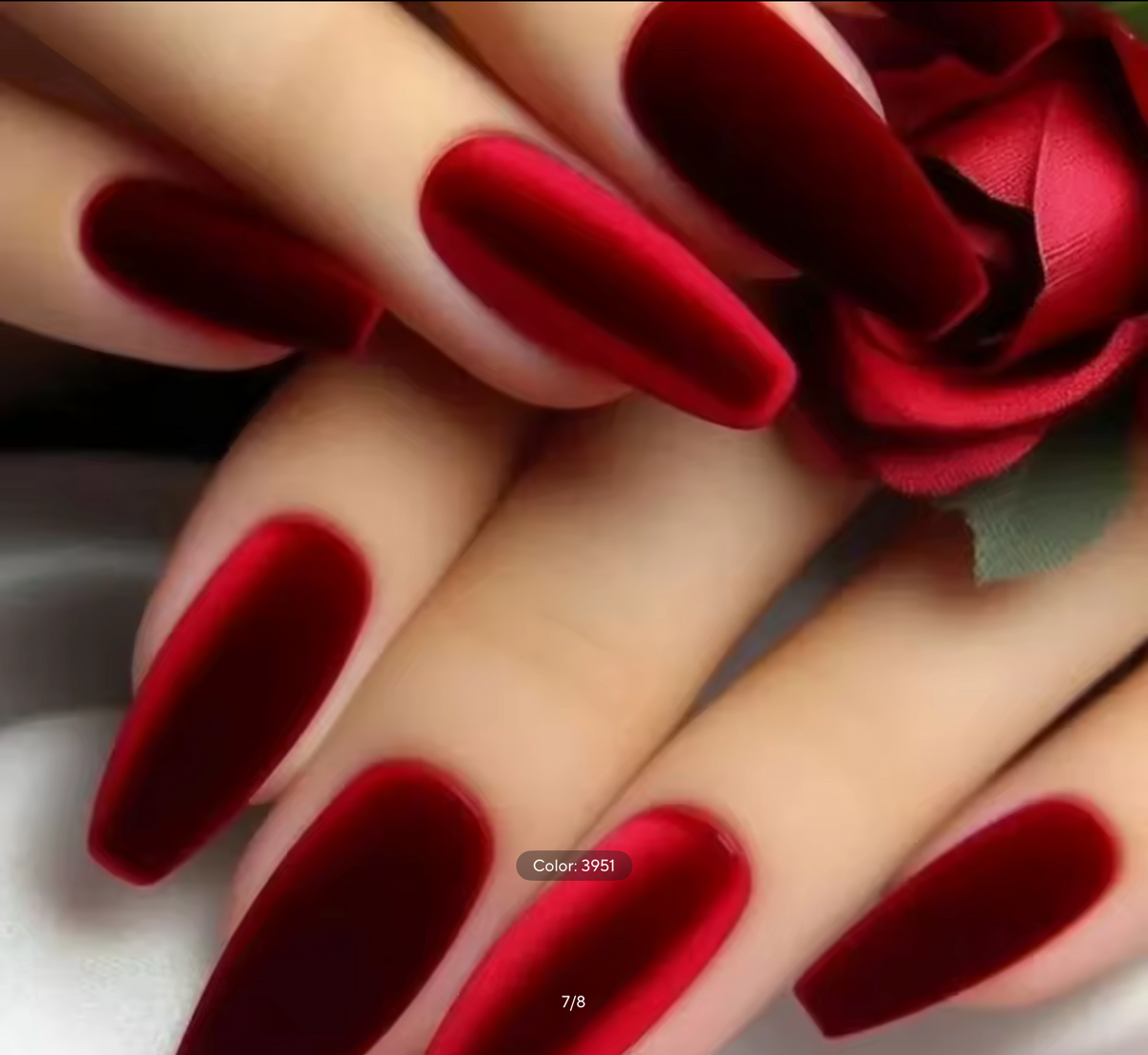24pcs/set Velvet red fake nails for women girls New year Party Medium almond ballet matte nails tips press on false nail art
